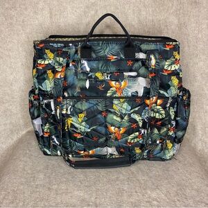 Lug Soprano Tote Bag Safari Wildlife Multi Color Zipper Pocket Quilted Purse EUC